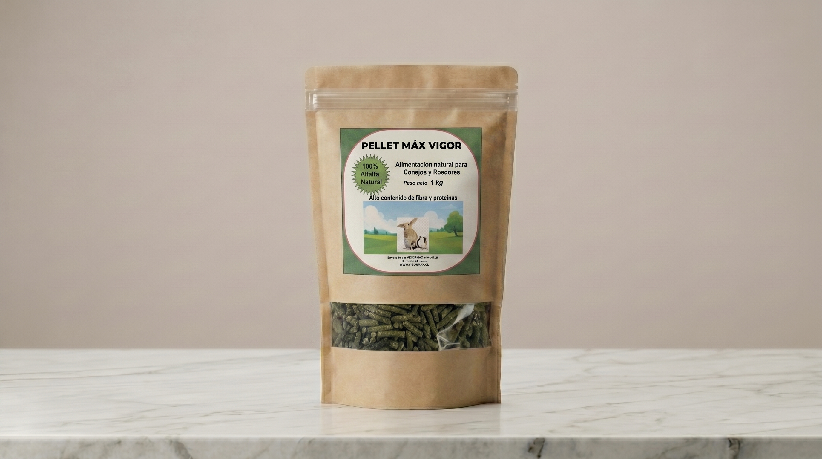 Pellet de Alfalfa 100% formato 1 kg